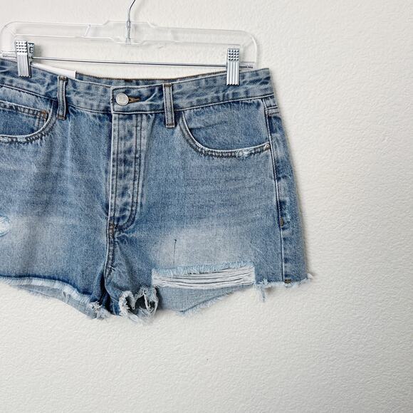 [Rachel Parcell] High Rise Dark Wash Denim Distressed Shorts NWT Button Fly 29 - Picture 8 of 12